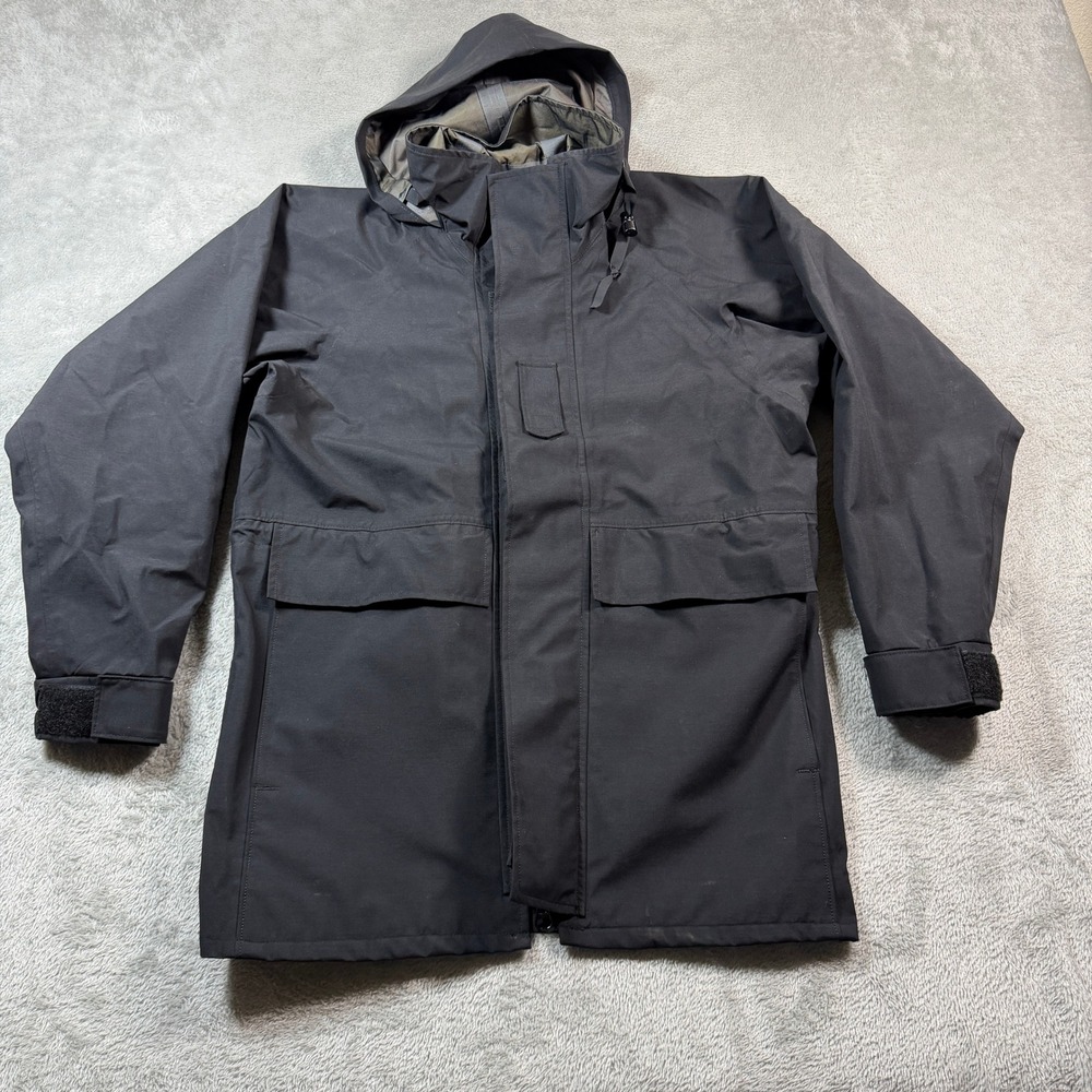 US Navy Cold Weather Parka‎ Jacket Mens XS Black Short Nylon Waterproof Hooded